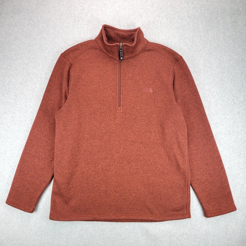 The North Face Fleece Pullover Mens L Rust Orange Gordon Lyons 1/4 Zip Sweater